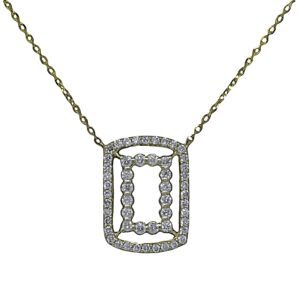 Silver necklace with rectangle stone-heavy centerpiece