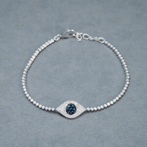 14k White Gold Sapphire and Diamond Evil Eye bracelet 