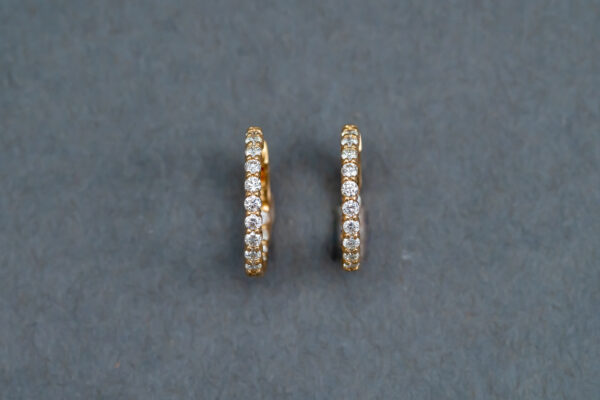 A 14k Yellow Gold Diamond hoop earrings  