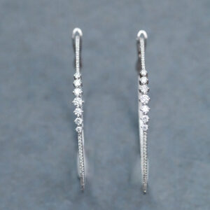 14k White Gold Diamond hoop earrings 