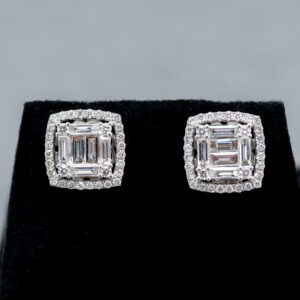18k White Gold Diamond Cluster Stud earrings 
