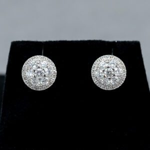 14k White Gold Diamond Cluster Stud earrings