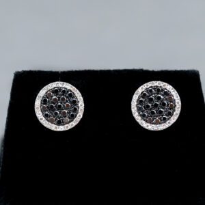 14k White Gold Black and White Diamond Stud earrings 