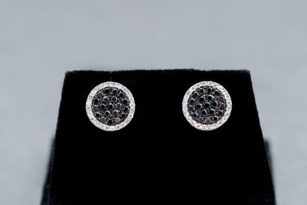 14k White Gold Black and White Diamond Stud earrings 