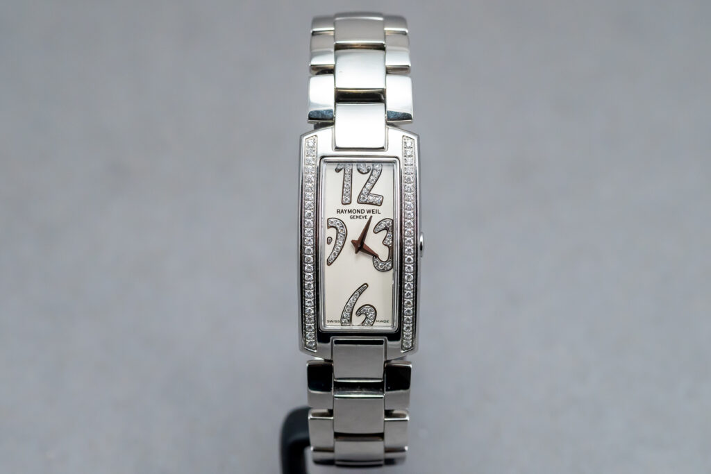 A different design of Stainless steel and Diamond Raymond Weil Shine watch