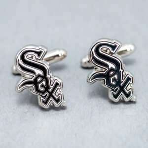 A pair of chicago white sox cufflinks.