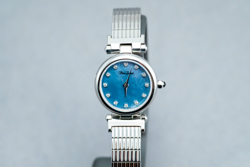 Stainless steel Pierre Laurant Diamond watch with Blue center background
