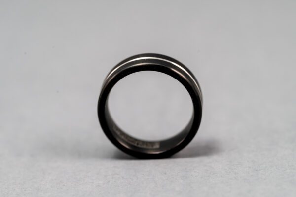 A black ring with two lines on it