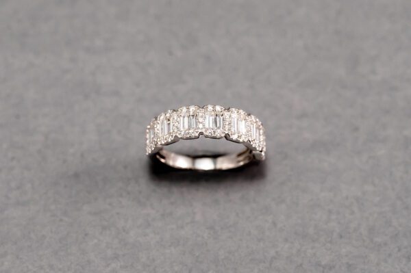 A close up of a ring on a table