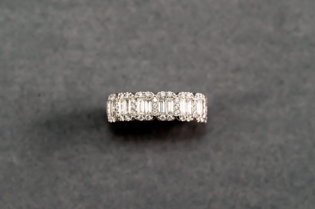 A close up of a ring on a gray surface