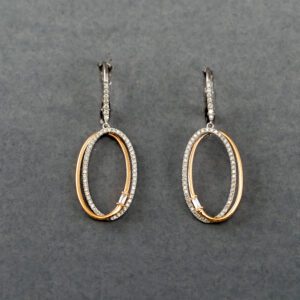 A pair of earrings with two different colored rings.