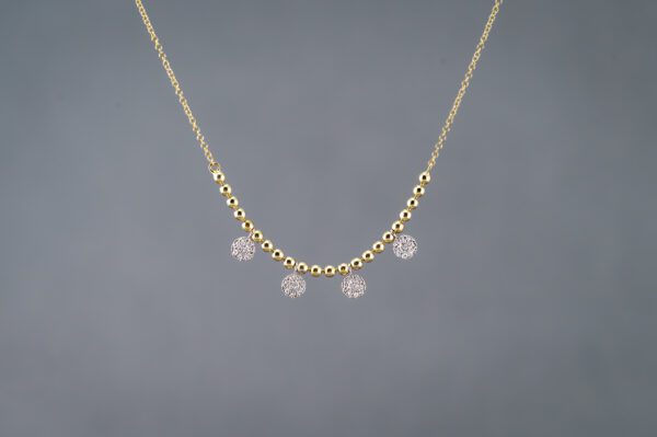 14K Yellow Gold Diamond Disc Necklace