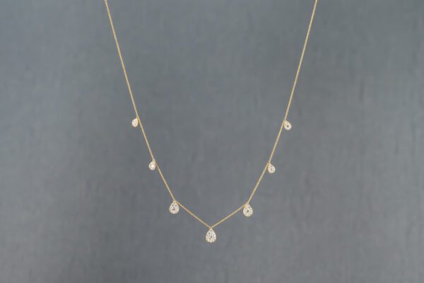 14K Yellow Gold Diamond Drop Necklace