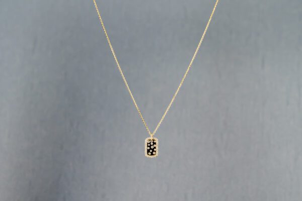 14K Yellow Gold Diamond Dog Tag Pendant