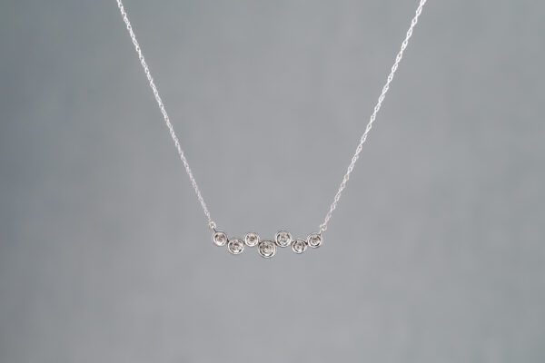 14K White Gold Diamond Bezel Set Necklace