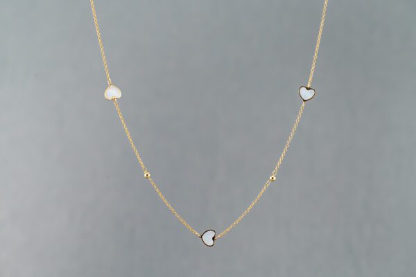 14k Yellow Gold Mother Of Pearl Heart Necklace