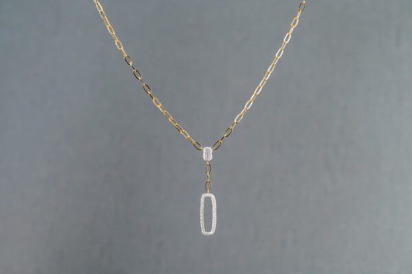 14K Yellow Gold Diamond Necklace on a Paper Clip Chain