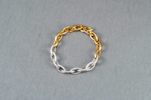 18K White and Yellow Gold Diamond Link Bracelet - Image 2