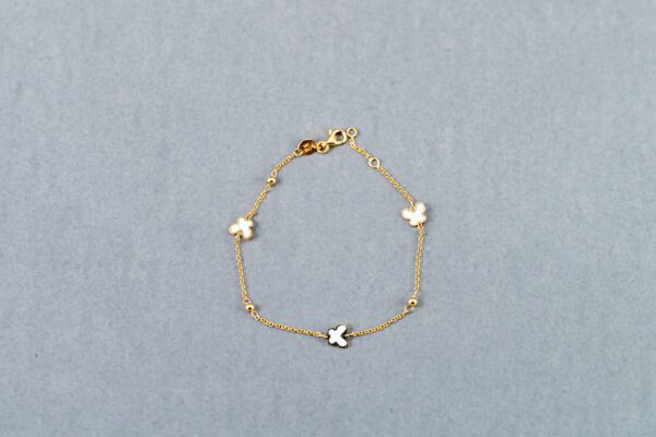 14k Yellow Gold Mother Of Pearl Butterfly Bracelet - Image 2