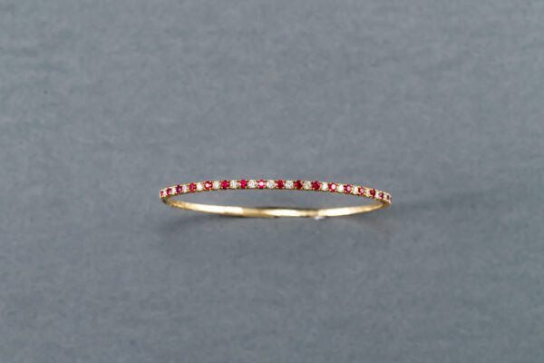 14k Yellow Gold Ruby and Diamond Flexible Bracelet