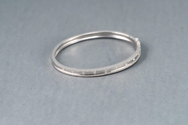 14k White Gold Diamond Bangle Bracelet - Image 2