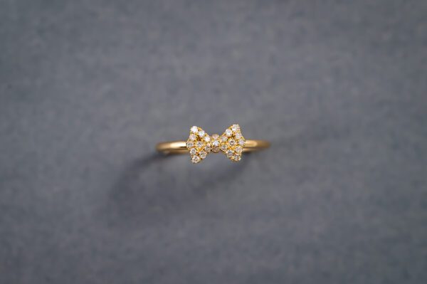 14k Yellow Gold Diamond Bow Ring