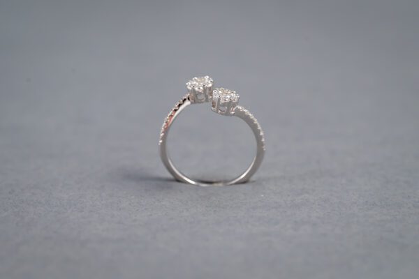 14k White Gold Diamond Bypass Ring - Image 2