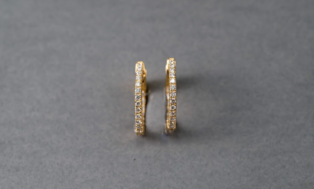 14k Yellow Gold Lab Grown Diamond Hoop Earrings