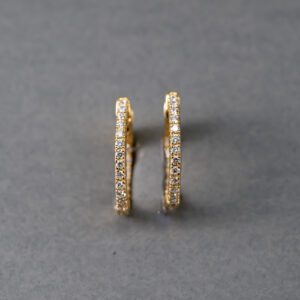 14k Yellow Gold Lab Grown Diamond Hoop Earrings