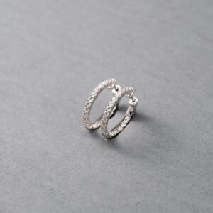 14k White Gold Diamond Hoop Earrings