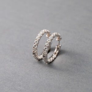 14K White Gold Diamond Lab Grown Hoop Earrings