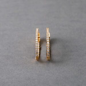 14k Yellow Gold Diamond Hoop Earrings