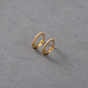 14K Yellow Gold Diamond Huggie Earrings