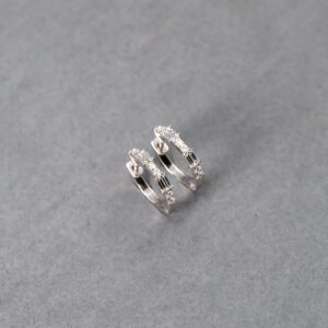 18k White Gold Diamond Huggie Earring