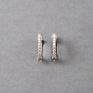 18k White Gold Diamond Hoop Earrings