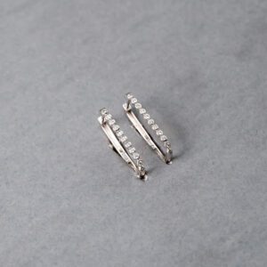 14k White Gold Diamond Hoop Earrings