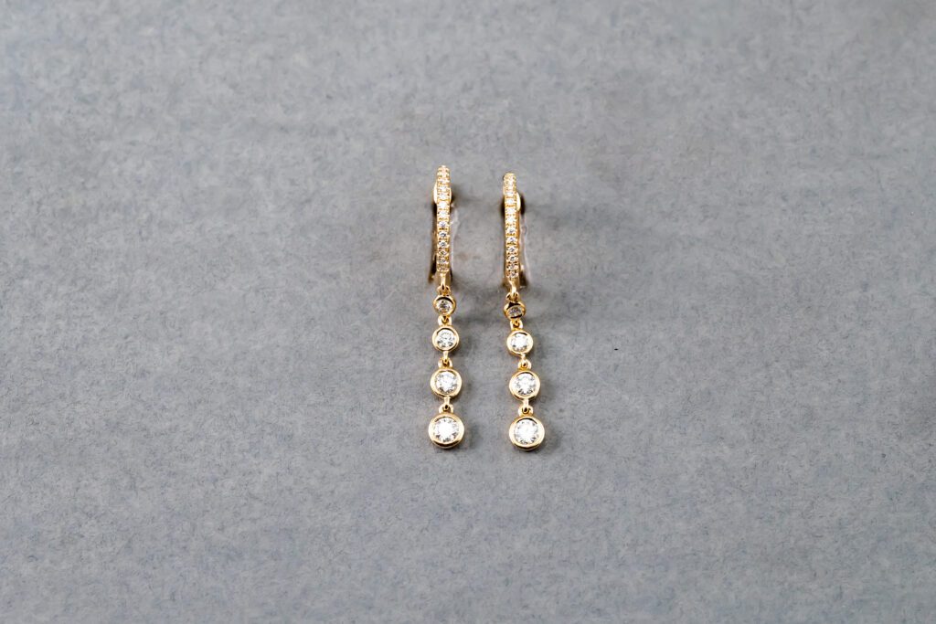 14k Yellow Gold Diamond Hoop Earrings