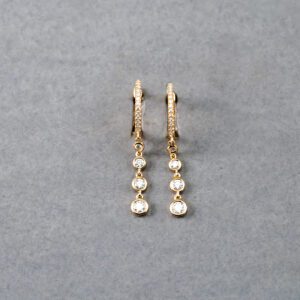 14k Yellow Gold Diamond Hoop Earrings