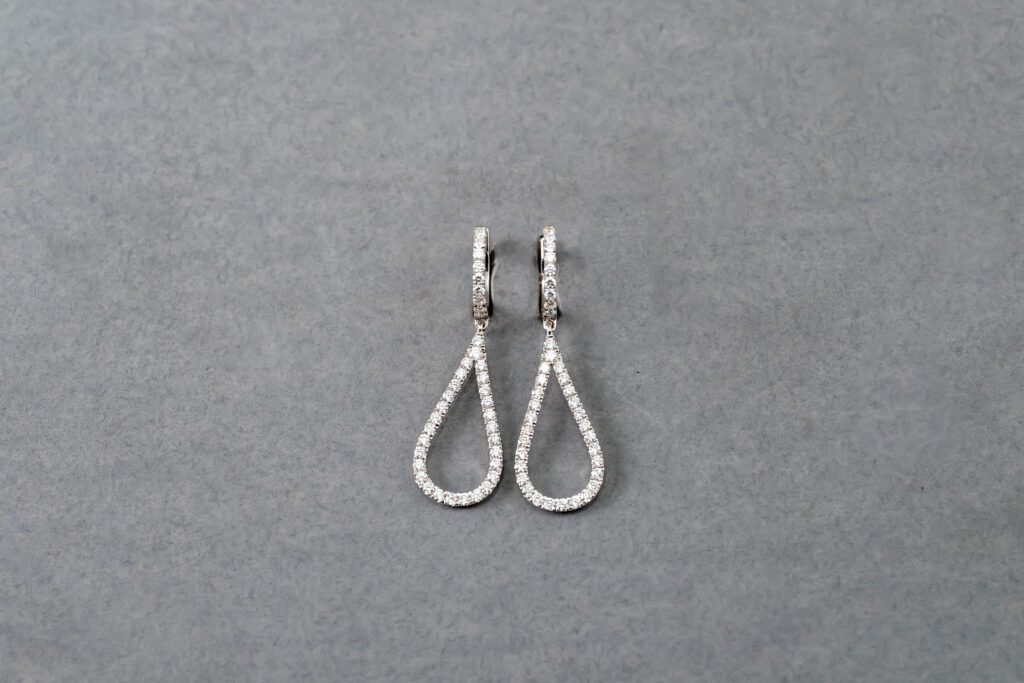 14K White Gold Diamond Tear Drop Earrings