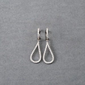 14K White Gold Diamond Tear Drop Earrings