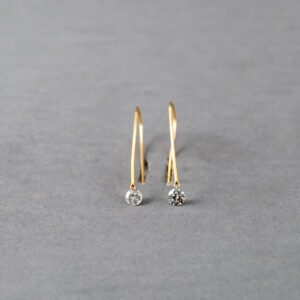 14k Yellow Gold Diamond Hanging Earrings