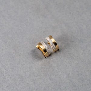 14k Yellow Gold Diamond Huggie Earrings