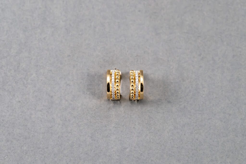 14k Yellow Gold Diamond Huggie Earrings