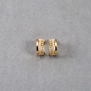 14k Yellow Gold Diamond Huggie Earrings
