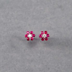 14k White Gold Ruby and Diamond Earrings
