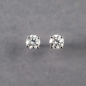 14K White Gold Diamond Stud Earrings