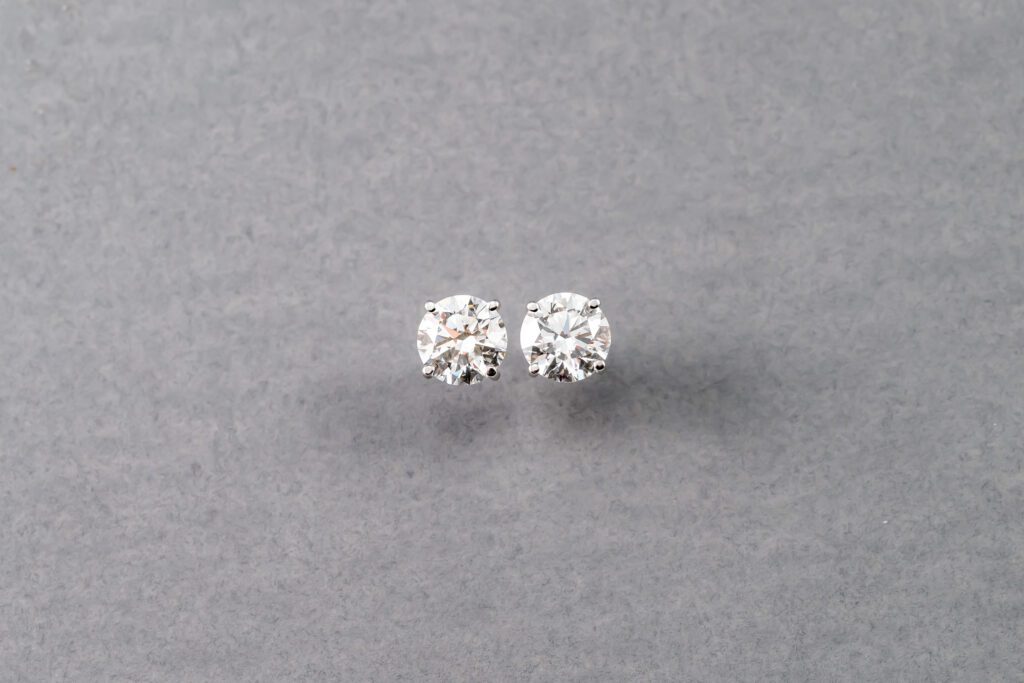 14k White Gold Diamond Stud Lab Grown Earrings