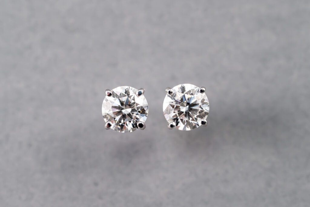 14K White Gold Diamond Stud Lab Grown Earrings