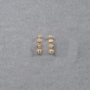 14k Yellow Gold Diamond Bezel Bar Stud Earrings