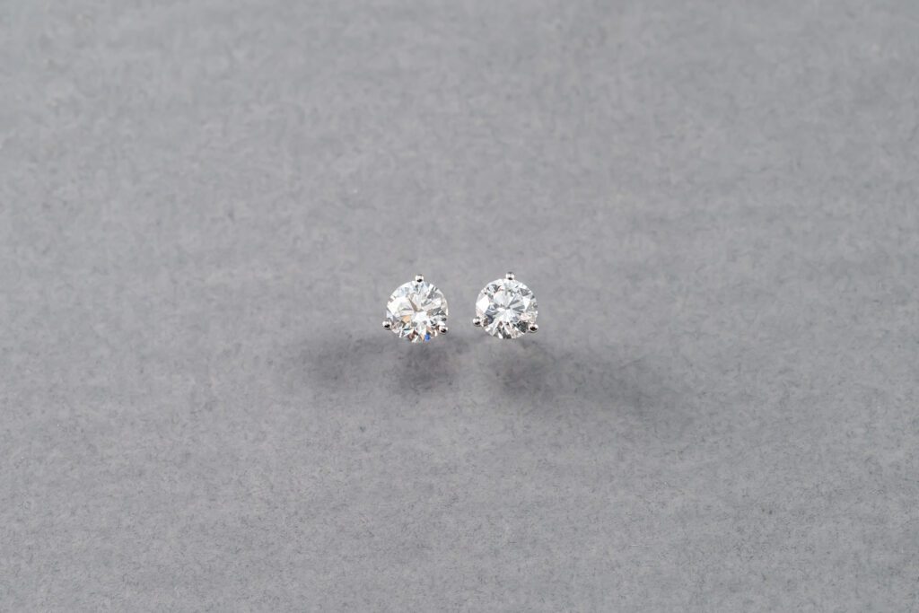 14k White Gold Diamond Stud Lab Grown Earrings